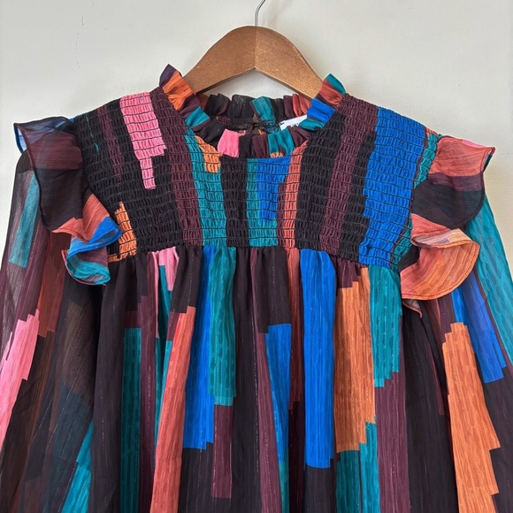 Willa Story Cates Blouse Small Multicolor Stripe Metallic - Picture 3 of 9